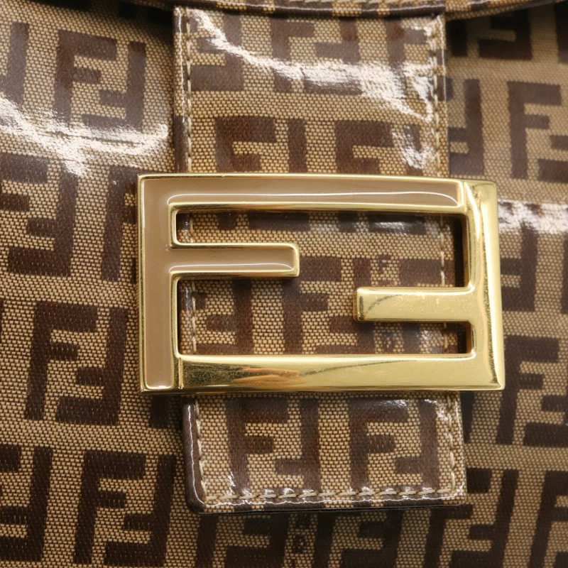 【日本直送】FENDI Zucchino 帆布 Mamma Baguette 肩背包 米色 金色 正品 ka3373V-18