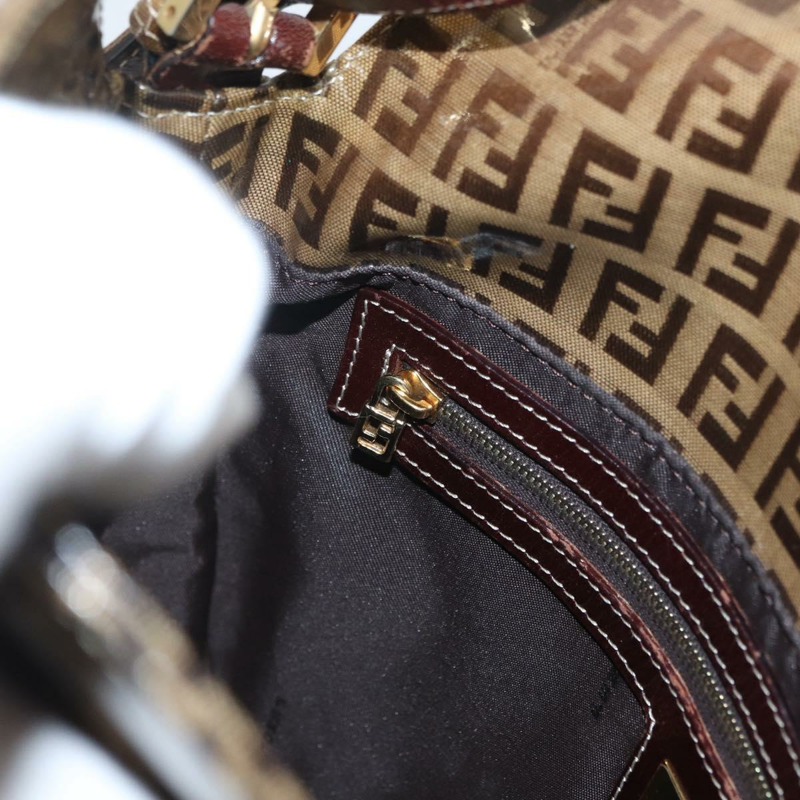 【日本直送】FENDI Zucchino 帆布 Mamma Baguette 肩背包 米色 金色 正品 ka3373V-23
