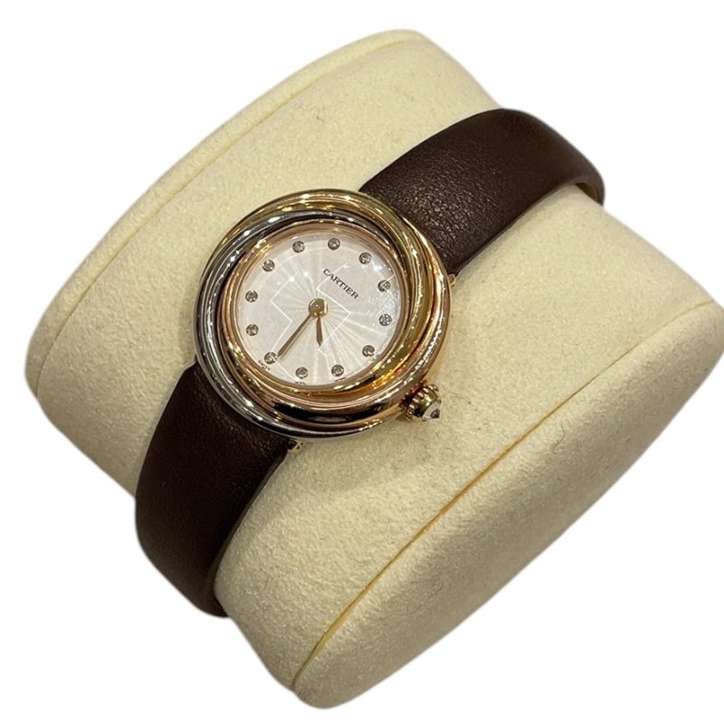 CARTIER 卡地亞 W6000156 TRINITY 鑽石石英腕錶 K18PG/YG/WG 27mm-0
