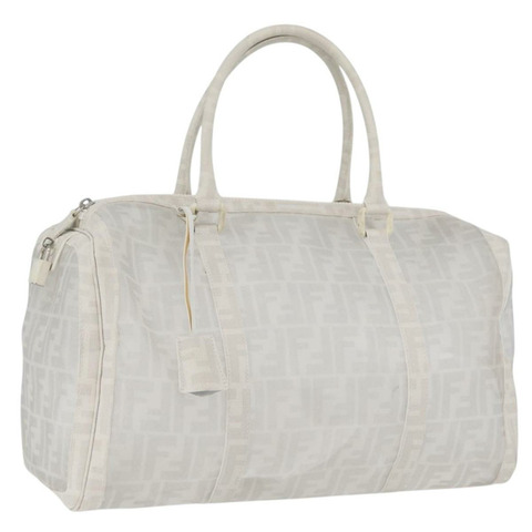 FENDI Zucca 帆布波士頓包白色銀色正品 SW2152V