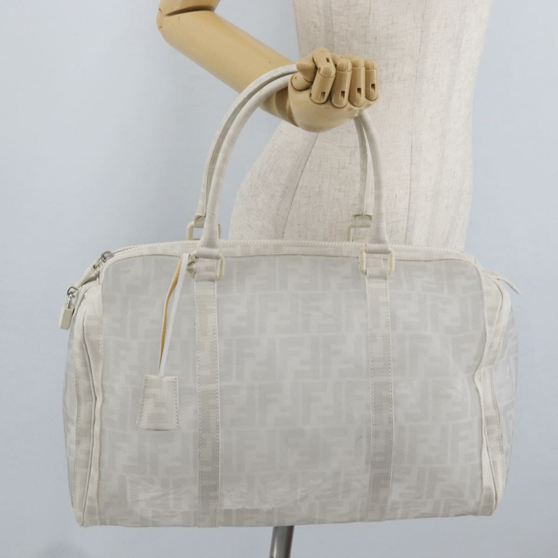 【日本直送】FENDI Zucca 帆布波士頓包白色銀色正品 SW2152V-20