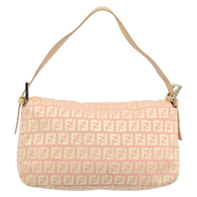 【日本直送】FENDI Zucchino帆布Mamma Baguette手袋 粉紅金色 正品 BAZ114SAV-1