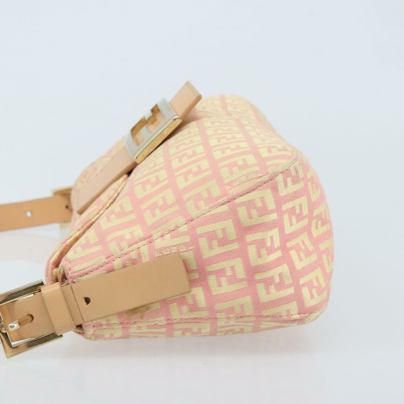 【日本直送】FENDI Zucchino帆布Mamma Baguette手袋 粉紅金色 正品 BAZ114SAV-3