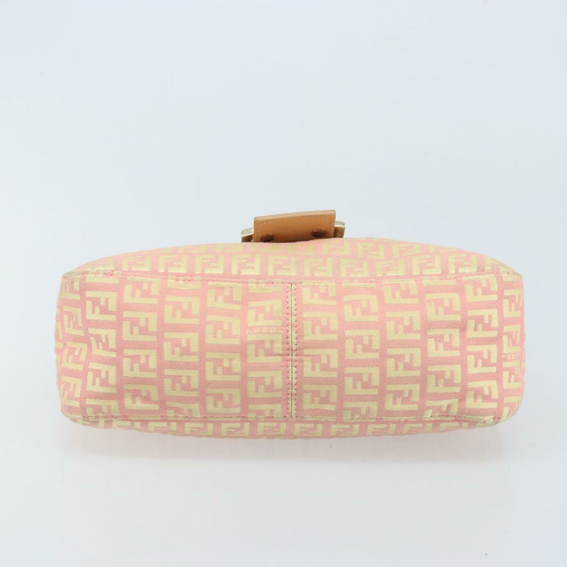 【日本直送】FENDI Zucchino帆布Mamma Baguette手袋 粉紅金色 正品 BAZ114SAV-4