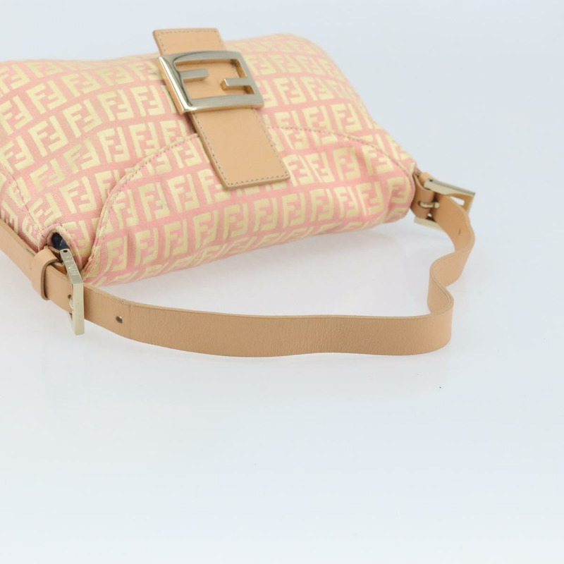 【日本直送】FENDI Zucchino帆布Mamma Baguette手袋 粉紅金色 正品 BAZ114SAV-6