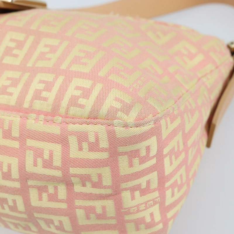 【日本直送】FENDI Zucchino帆布Mamma Baguette手袋 粉紅金色 正品 BAZ114SAV-7