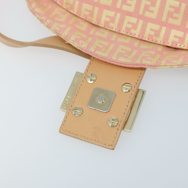 【日本直送】FENDI Zucchino帆布Mamma Baguette手袋 粉紅金色 正品 BAZ114SAV-8