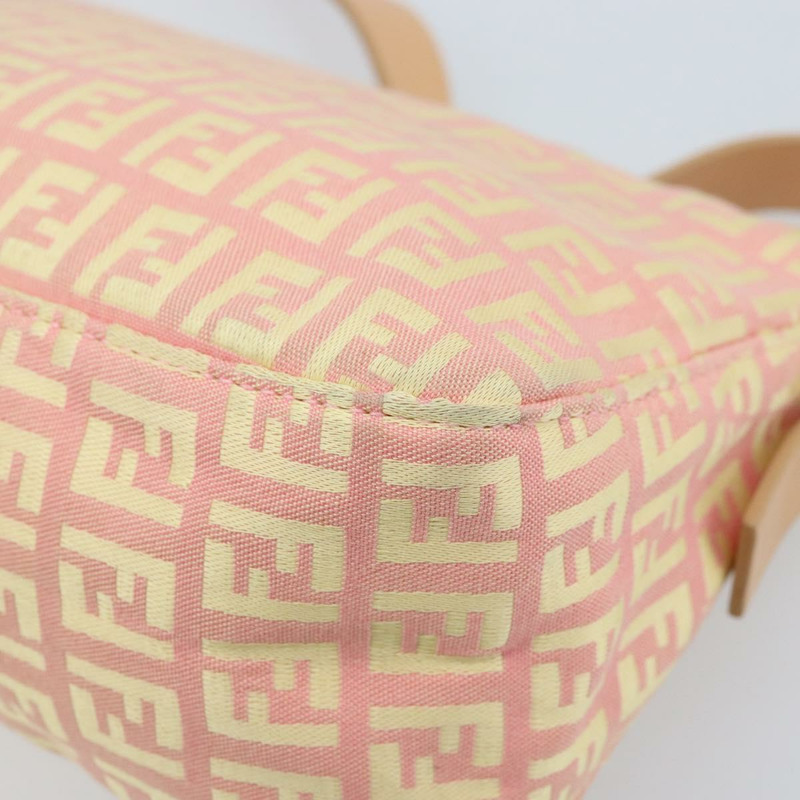 【日本直送】FENDI Zucchino帆布Mamma Baguette手袋 粉紅金色 正品 BAZ114SAV-15