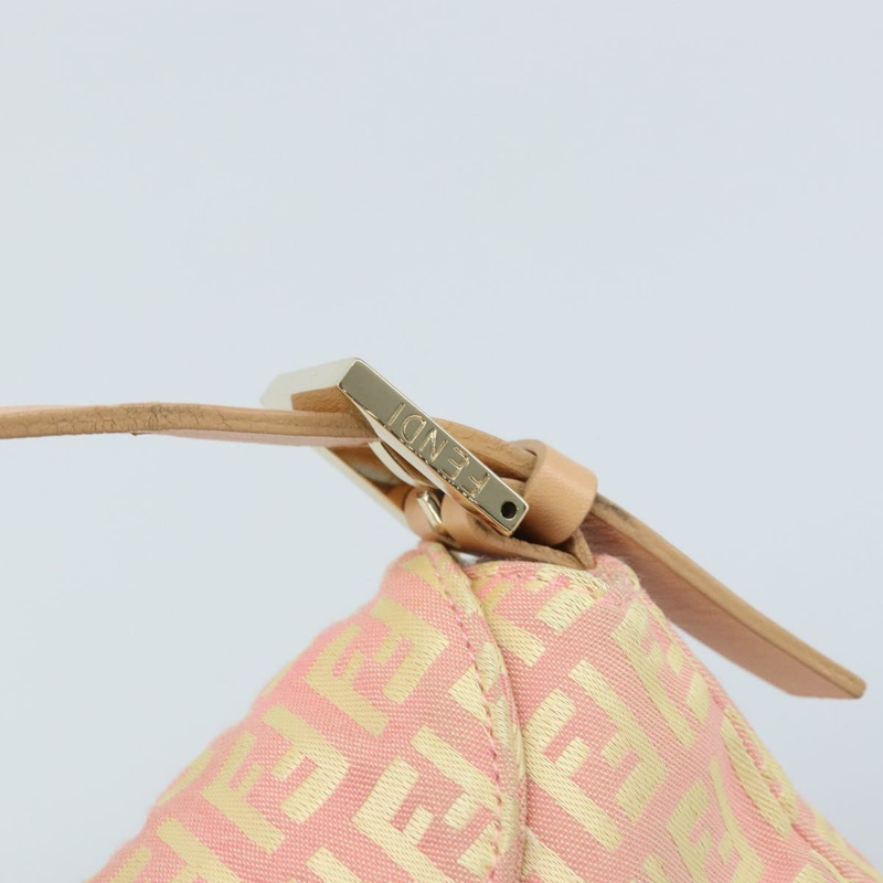 【日本直送】FENDI Zucchino帆布Mamma Baguette手袋 粉紅金色 正品 BAZ114SAV-17