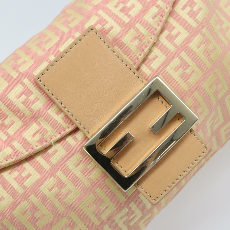 【日本直送】FENDI Zucchino帆布Mamma Baguette手袋 粉紅金色 正品 BAZ114SAV-18