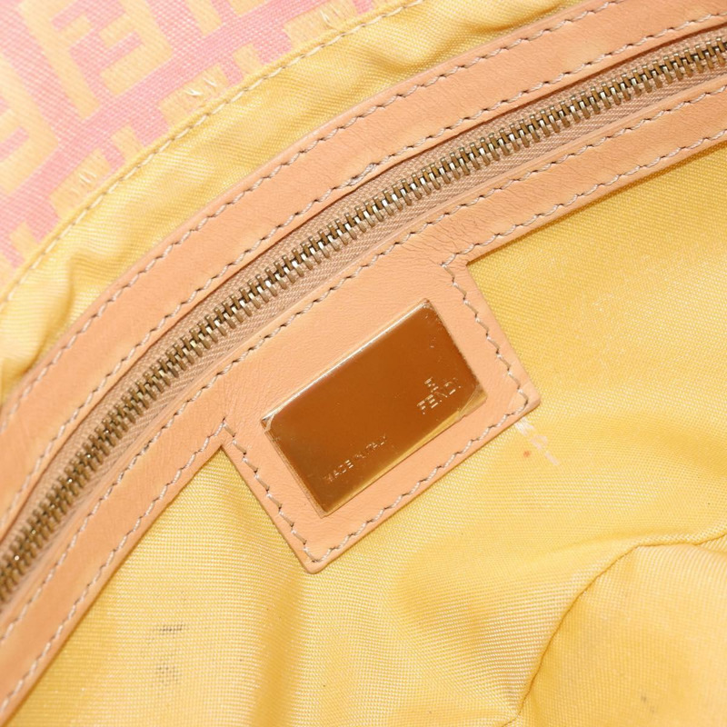【日本直送】FENDI Zucchino帆布Mamma Baguette手袋 粉紅金色 正品 BAZ114SAV-19