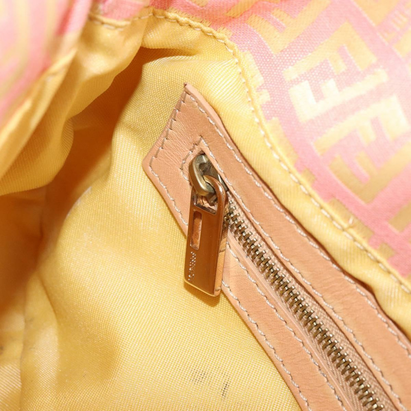 【日本直送】FENDI Zucchino帆布Mamma Baguette手袋 粉紅金色 正品 BAZ114SAV-22