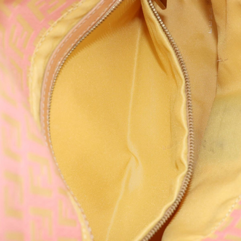 【日本直送】FENDI Zucchino帆布Mamma Baguette手袋 粉紅金色 正品 BAZ114SAV-23