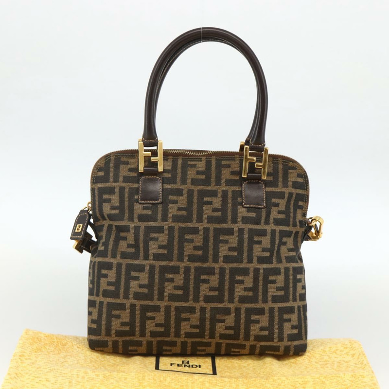 【日本直送】FENDI Zucca帆布手提包 2way Black Brown Auth BAZ010A-11