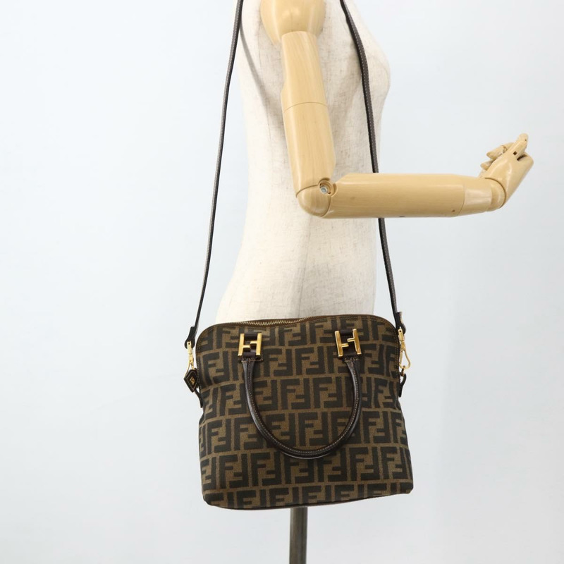 【日本直送】FENDI Zucca帆布手提包 2way Black Brown Auth BAZ010A-24