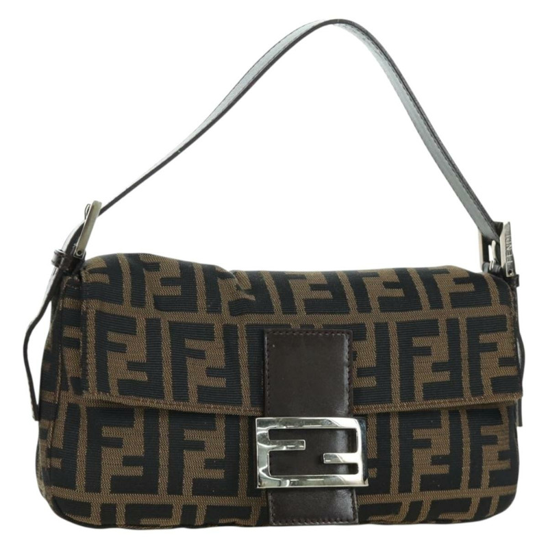 【日本直送】FENDI Zucca帆布Mamma Baguette單肩包 黑色棕色 正品 mr2260SAV-0