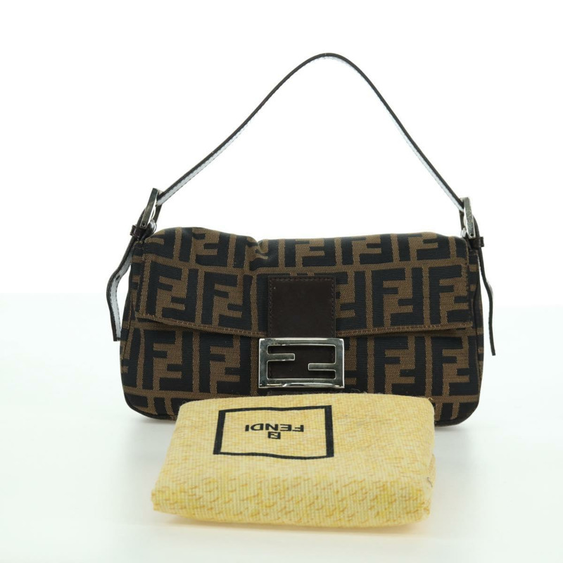 【日本直送】FENDI Zucca帆布Mamma Baguette單肩包 黑色棕色 正品 mr2260SAV-11