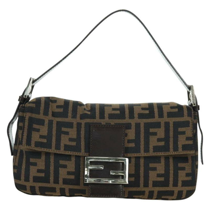 【日本直送】FENDI Zucca帆布Mamma Baguette單肩包 黑色棕色 正品 mr2260SAV-12