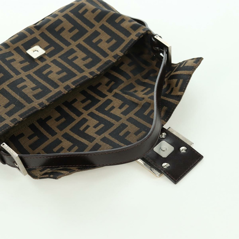 【日本直送】FENDI Zucca帆布Mamma Baguette單肩包 黑色棕色 正品 mr2260SAV-19
