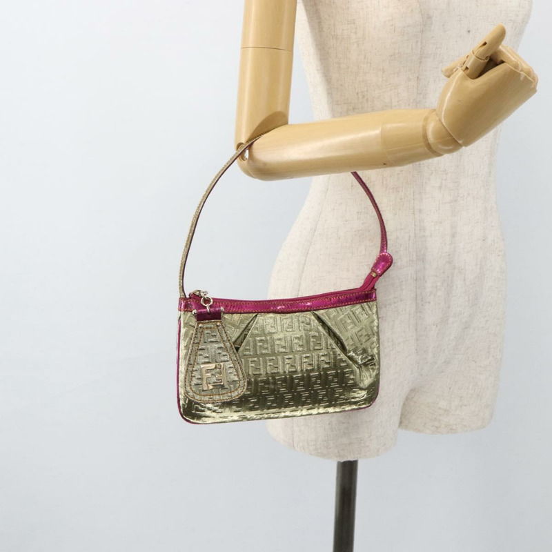 【日本直送】FENDI Zucchino 帆布手提包 金色 正品 SW2240A-22