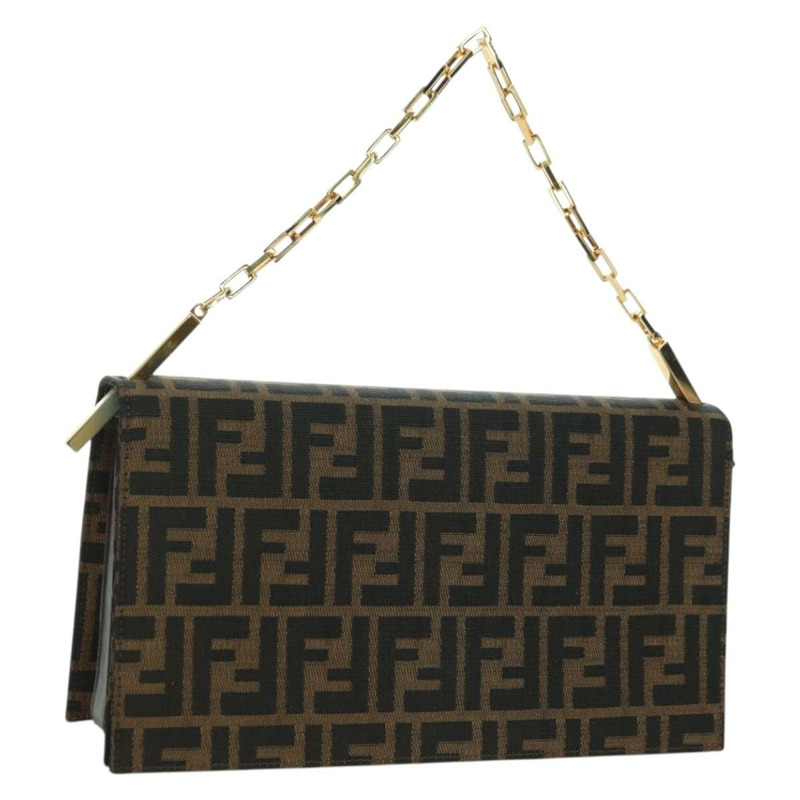 【日本直送】FENDI Zucca帆布單肩包 黑色 棕色 金色 正品 BAZ787V-0