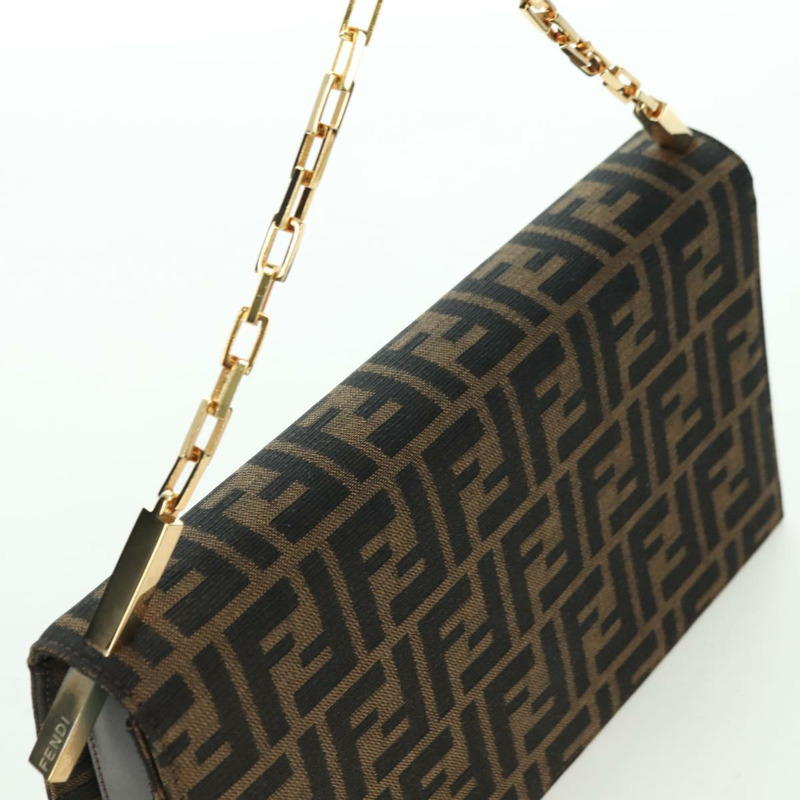 【日本直送】FENDI Zucca帆布單肩包 黑色 棕色 金色 正品 BAZ787V-5