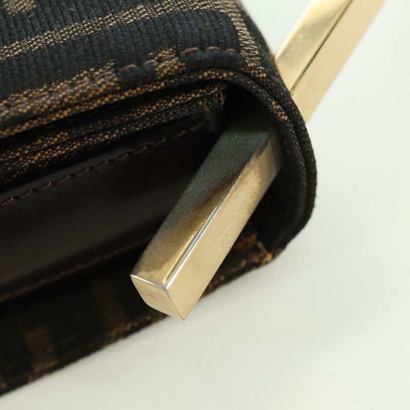 【日本直送】FENDI Zucca帆布單肩包 黑色 棕色 金色 正品 BAZ787V-8