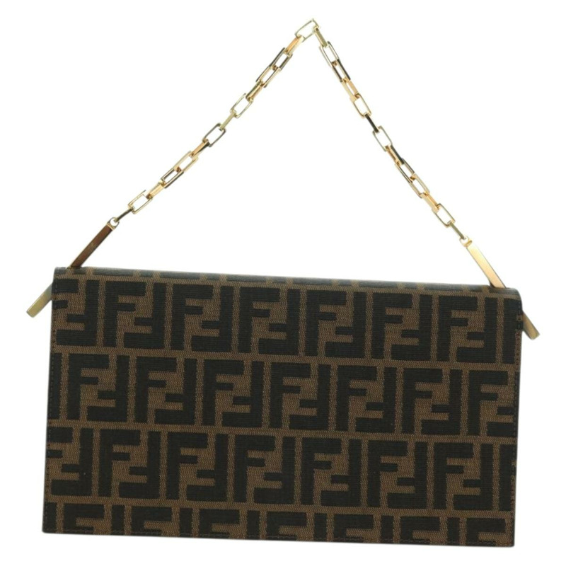 【日本直送】FENDI Zucca帆布單肩包 黑色 棕色 金色 正品 BAZ787V-12