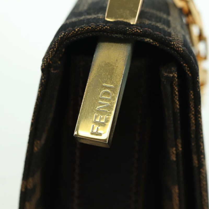 【日本直送】FENDI Zucca帆布單肩包 黑色 棕色 金色 正品 BAZ787V-16