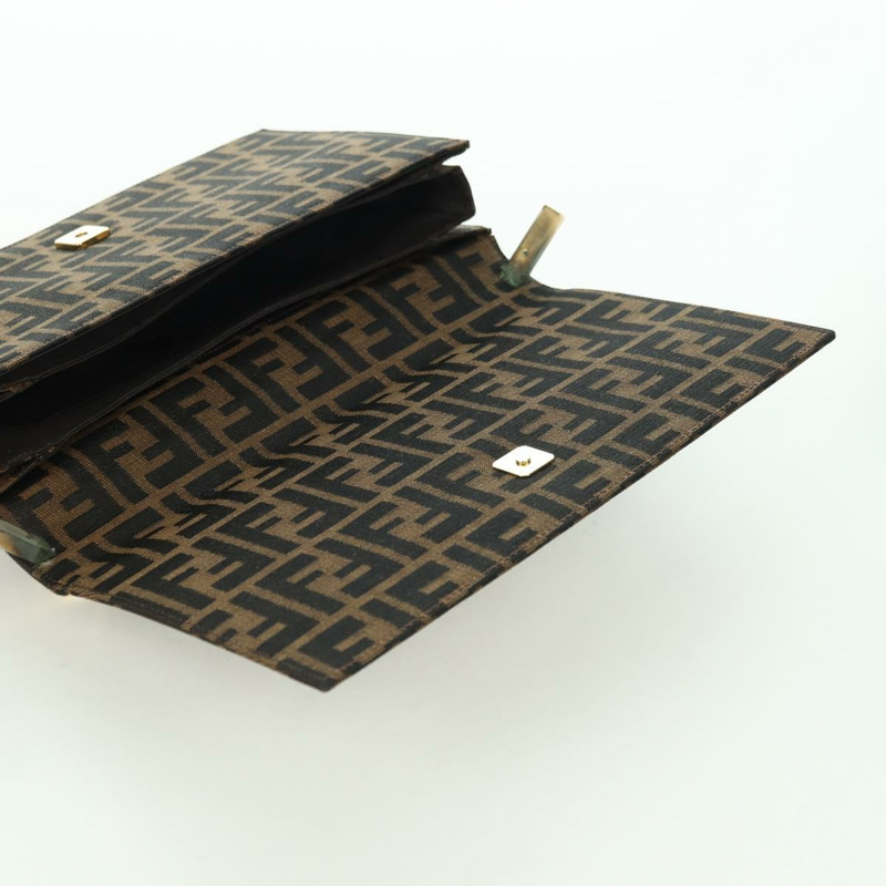 【日本直送】FENDI Zucca帆布單肩包 黑色 棕色 金色 正品 BAZ787V-17