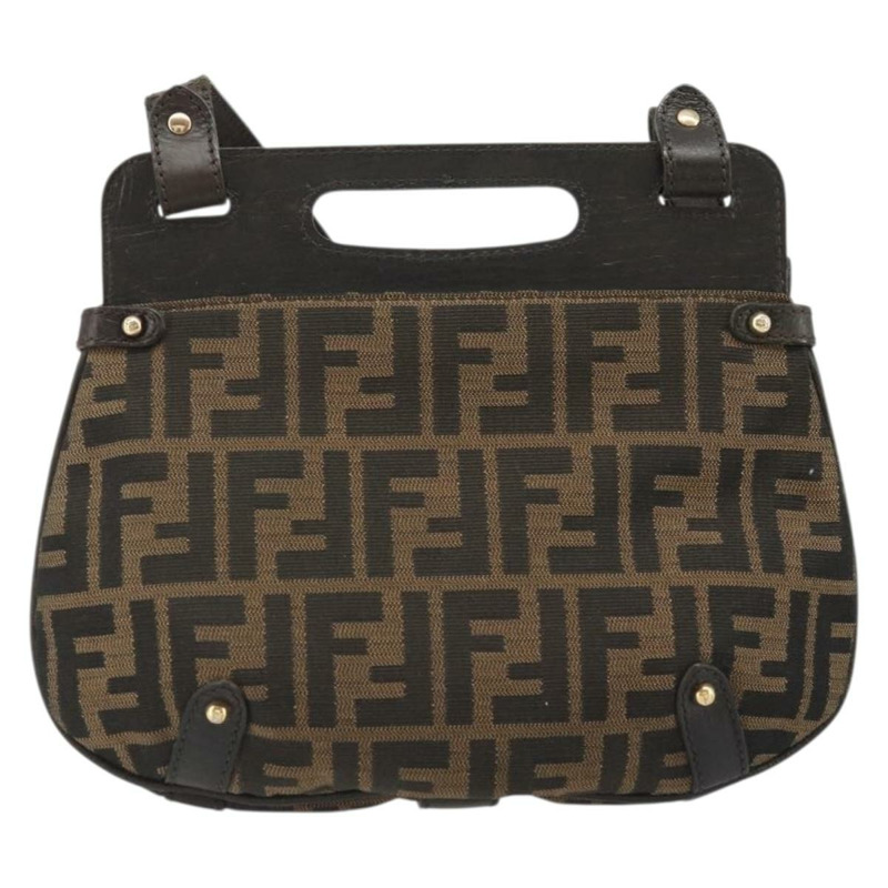 【日本直送】FENDI Zucca帆布手提包 2way Black Brown Gold Auth BAZ788A-1