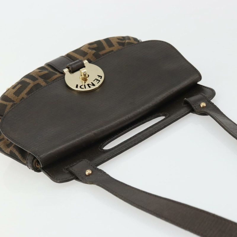 【日本直送】FENDI Zucca帆布手提包 2way Black Brown Gold Auth BAZ788A-5