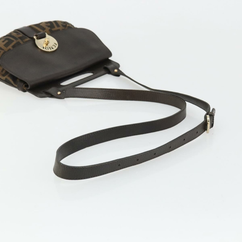 【日本直送】FENDI Zucca帆布手提包 2way Black Brown Gold Auth BAZ788A-6