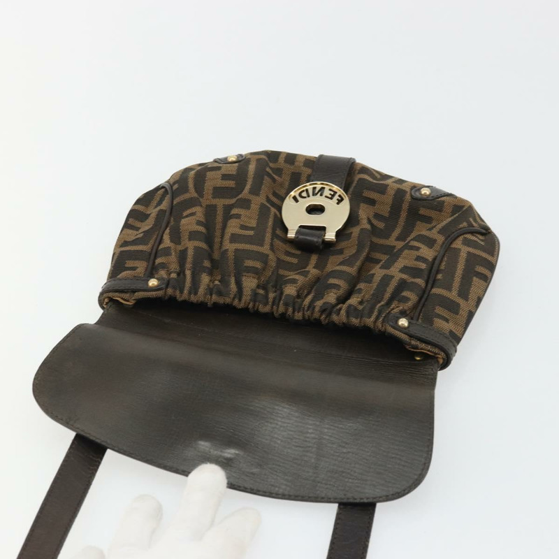 【日本直送】FENDI Zucca帆布手提包 2way Black Brown Gold Auth BAZ788A-9