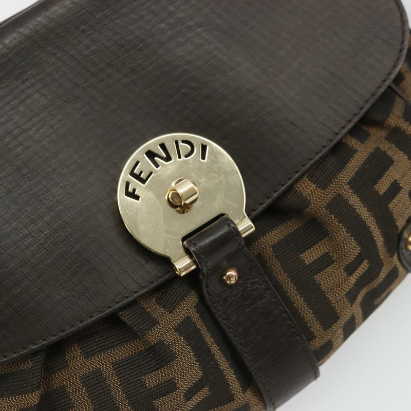 【日本直送】FENDI Zucca帆布手提包 2way Black Brown Gold Auth BAZ788A-16