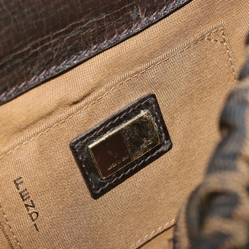 【日本直送】FENDI Zucca帆布手提包 2way Black Brown Gold Auth BAZ788A-17