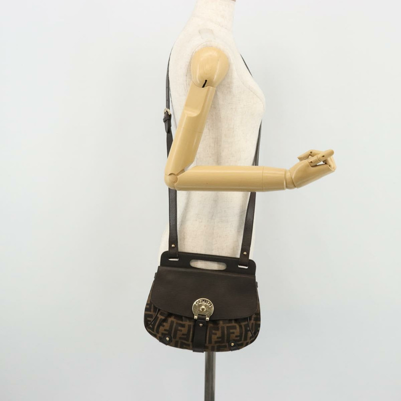 【日本直送】FENDI Zucca帆布手提包 2way Black Brown Gold Auth BAZ788A-21