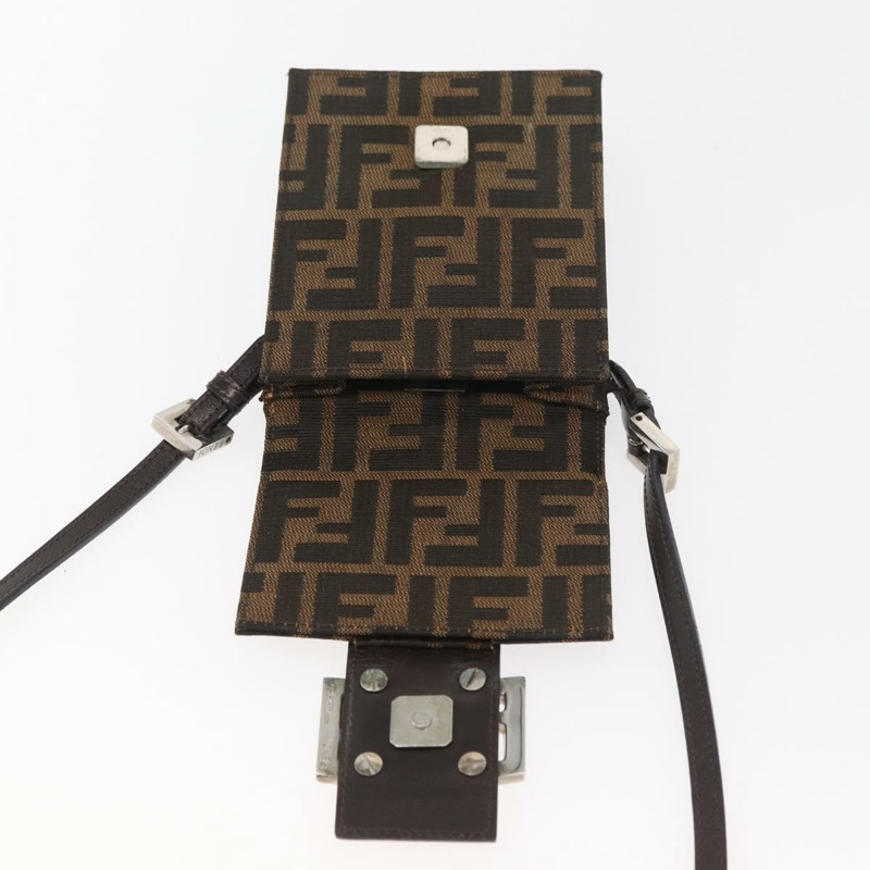 【日本直送】FENDI Zucca帆布Mamma Baguette單肩包 黑色棕色 正品 BAZ699V-8