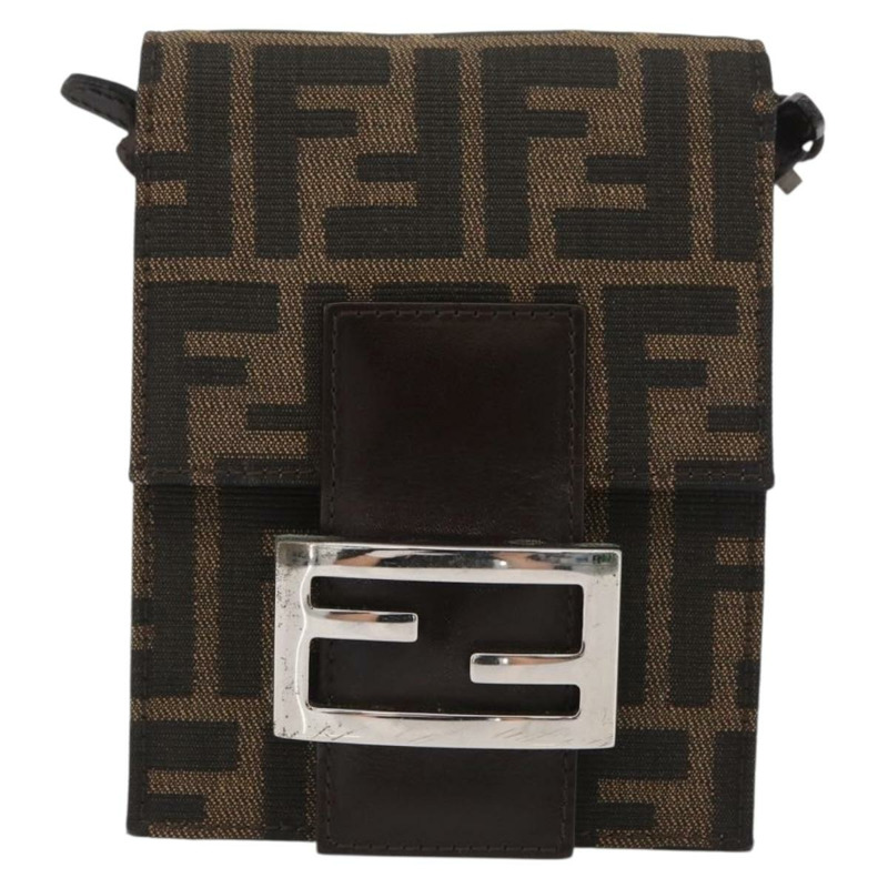 【日本直送】FENDI Zucca帆布Mamma Baguette單肩包 黑色棕色 正品 BAZ699V-12