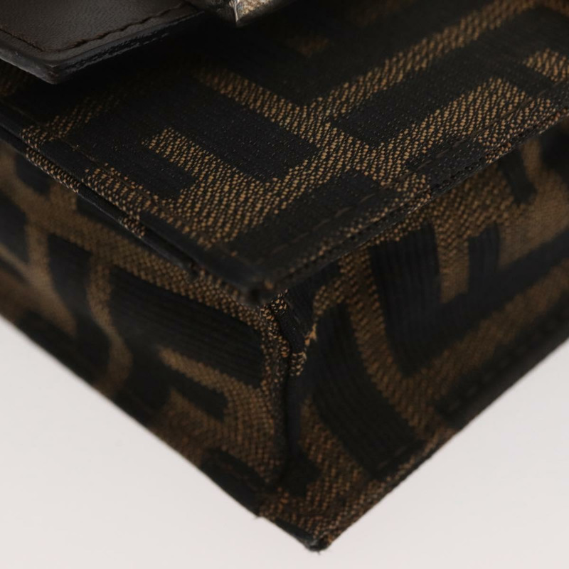 【日本直送】FENDI Zucca帆布Mamma Baguette單肩包 黑色棕色 正品 BAZ699V-14