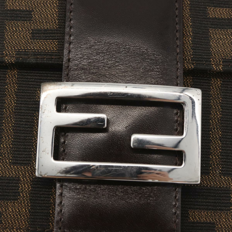 【日本直送】FENDI Zucca帆布Mamma Baguette單肩包 黑色棕色 正品 BAZ699V-18