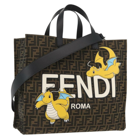 FENDI x FRGMT x POKMON Zucca帆布蜻蜓包 2way 黑色 Auth 167165SAM