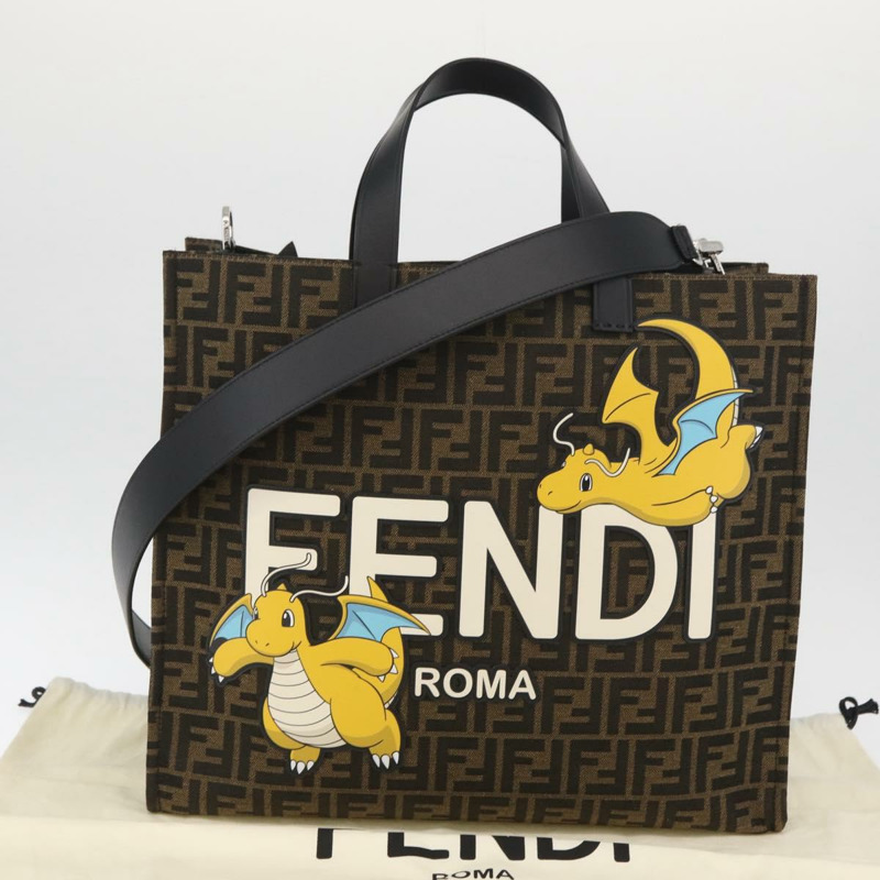 【日本直送】FENDI x FRGMT x POKMON Zucca帆布蜻蜓包 2way 黑色 Auth 167165SAM-11