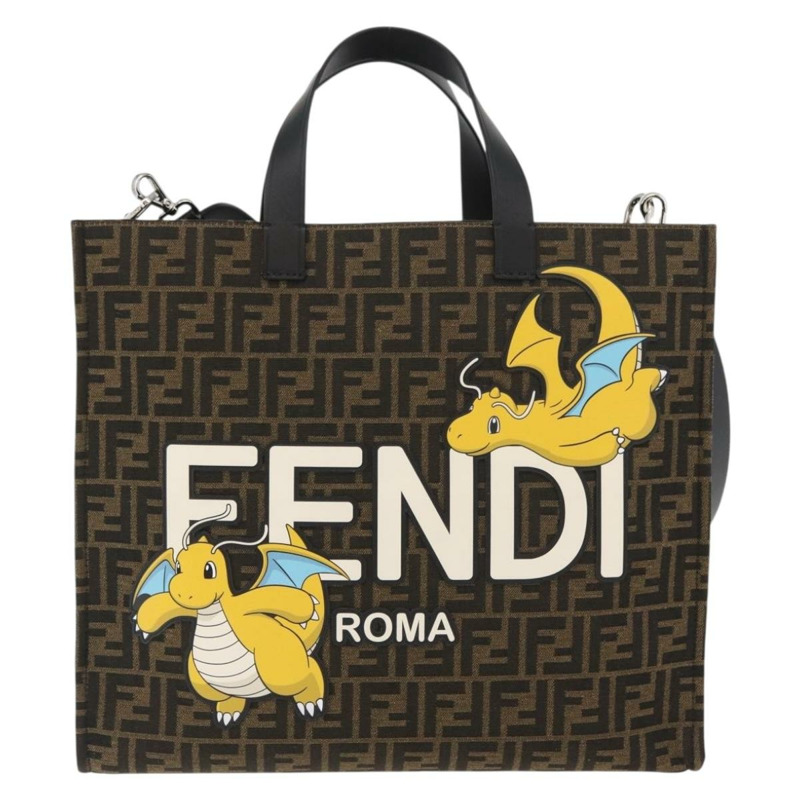 【日本直送】FENDI x FRGMT x POKMON Zucca帆布蜻蜓包 2way 黑色 Auth 167165SAM-12