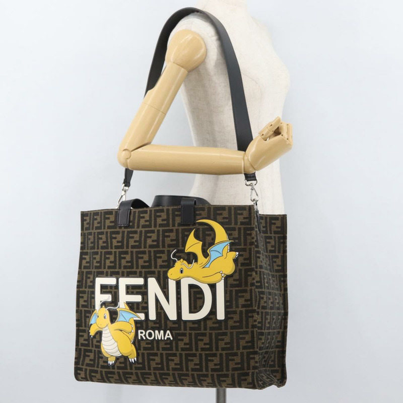 【日本直送】FENDI x FRGMT x POKMON Zucca帆布蜻蜓包 2way 黑色 Auth 167165SAM-26