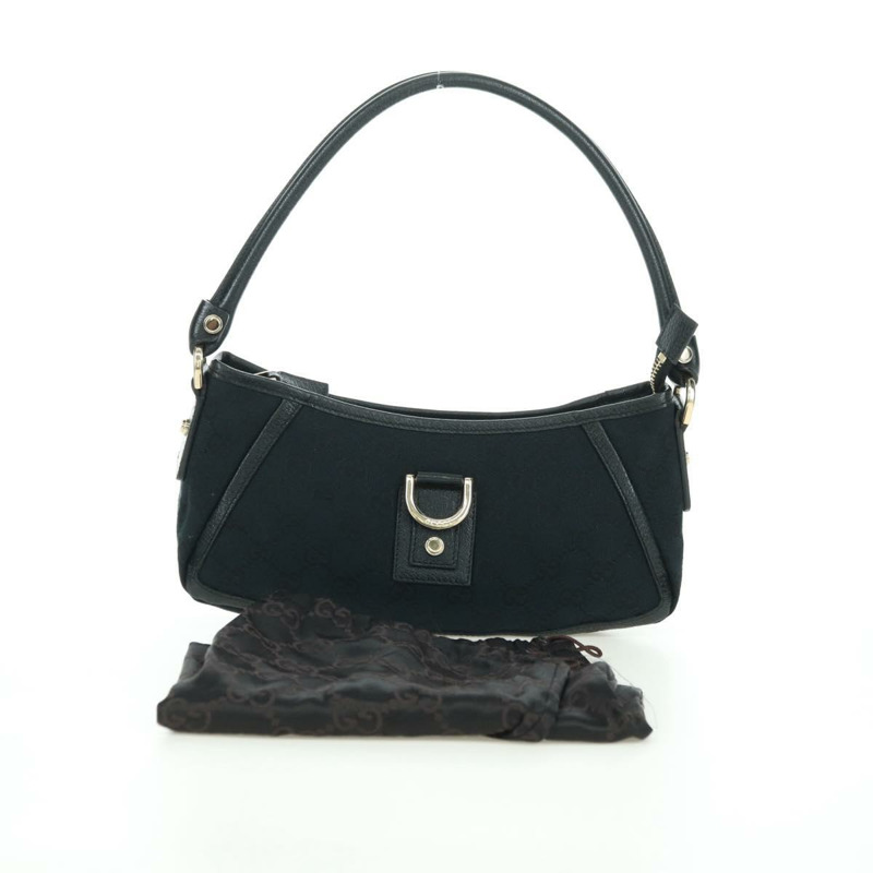 【日本直送】GUCCI GG帆布Abbey手提包 黑色 金色 130939 正品 am11232V-11