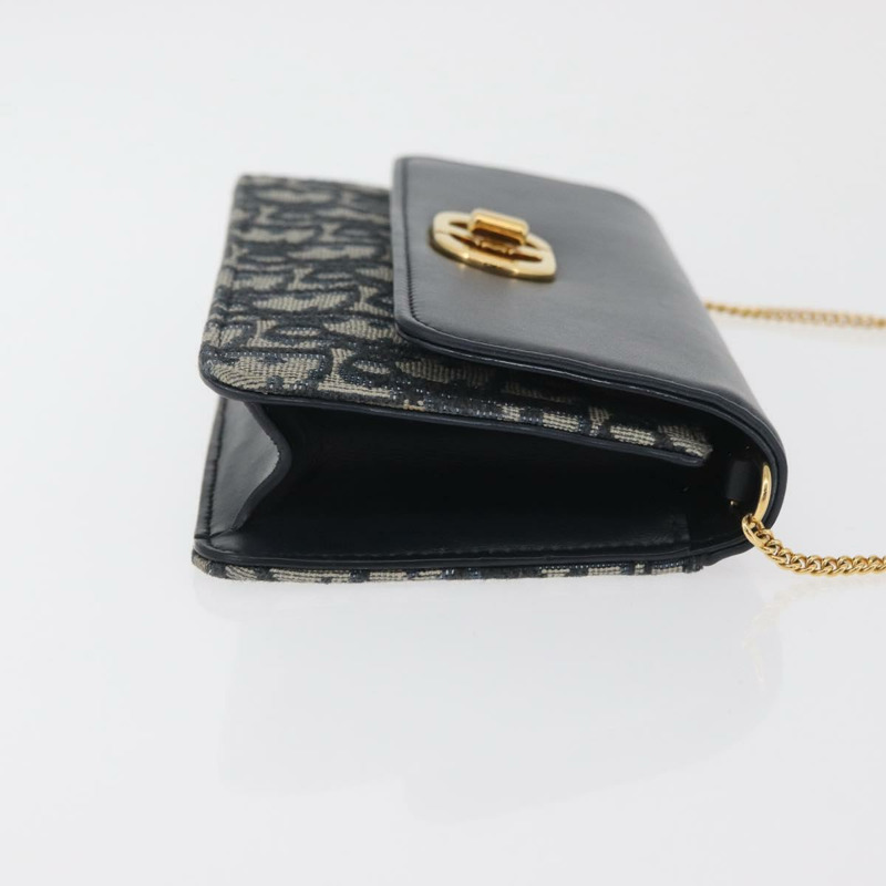 【日本直送】Christian Dior Trotter帆布 Miss Calorie 鏈條包 海軍藍 金色 正品 YKZ1487SAM-2