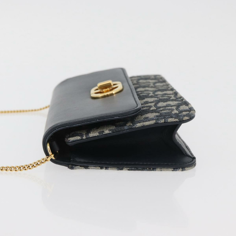 【日本直送】Christian Dior Trotter帆布 Miss Calorie 鏈條包 海軍藍 金色 正品 YKZ1487SAM-3