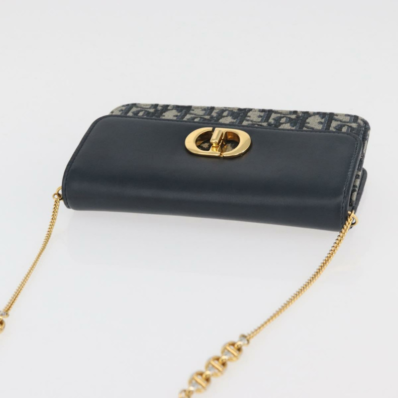 【日本直送】Christian Dior Trotter帆布 Miss Calorie 鏈條包 海軍藍 金色 正品 YKZ1487SAM-5