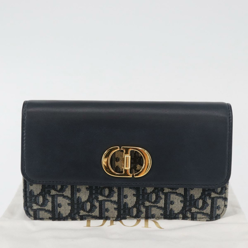 【日本直送】Christian Dior Trotter帆布 Miss Calorie 鏈條包 海軍藍 金色 正品 YKZ1487SAM-11